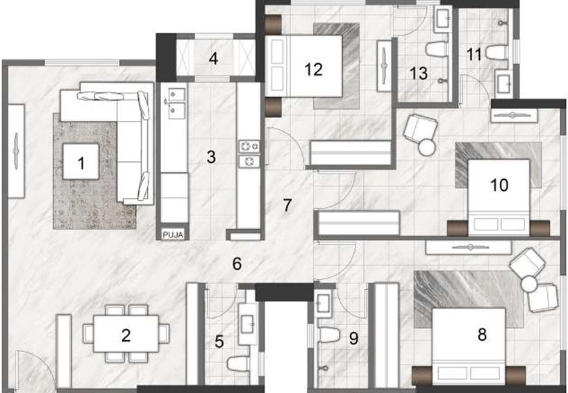 3 BHK Flat in Rustomjee Summit in Borivali East, Mumbai - Image 453653