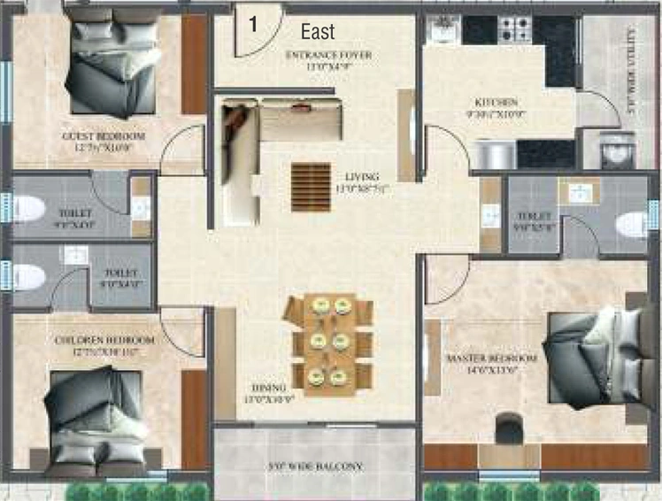 3 BHK Flat in Saishakti Solitaire in Kondapur, Hyderabad - Image 808589