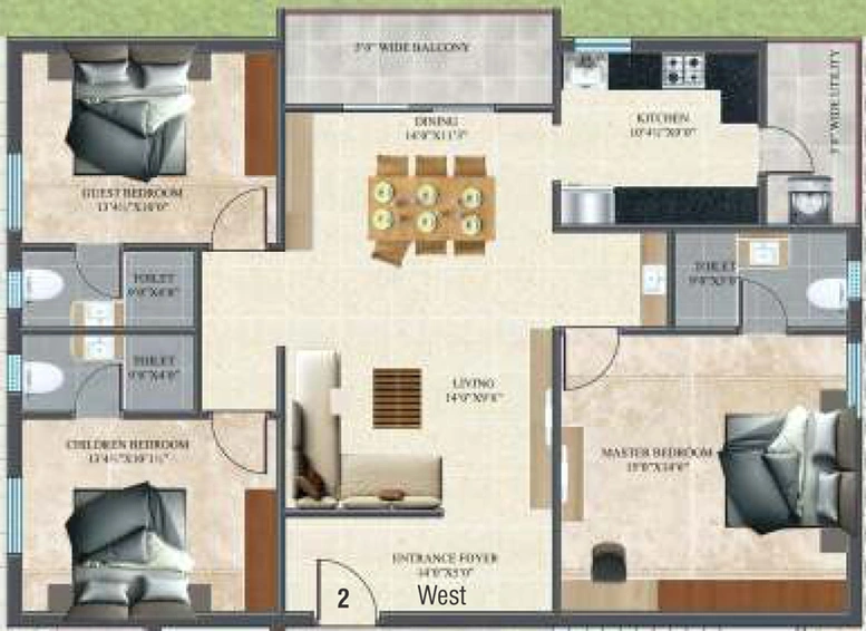 3 BHK Flat in Saishakti Solitaire in Kondapur, Hyderabad - Image 808590