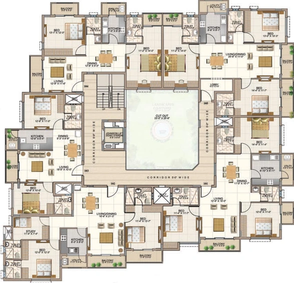 Floor Plan of Aswan The Courtyard Square in Frazer Town, Bangalore - Image 145125