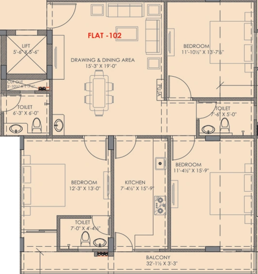 3 BHK Flat in Shyam Heights in Mansarovar, Jaipur - Image 808658