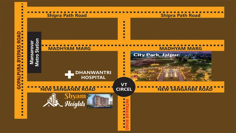 Location of Shyam Heights in Mansarovar, Jaipur - Image 145214