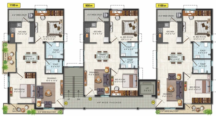 Floor Plan of Kalasha Sree Dhrisha Homes in Miyapur, Hyderabad - Image 145273