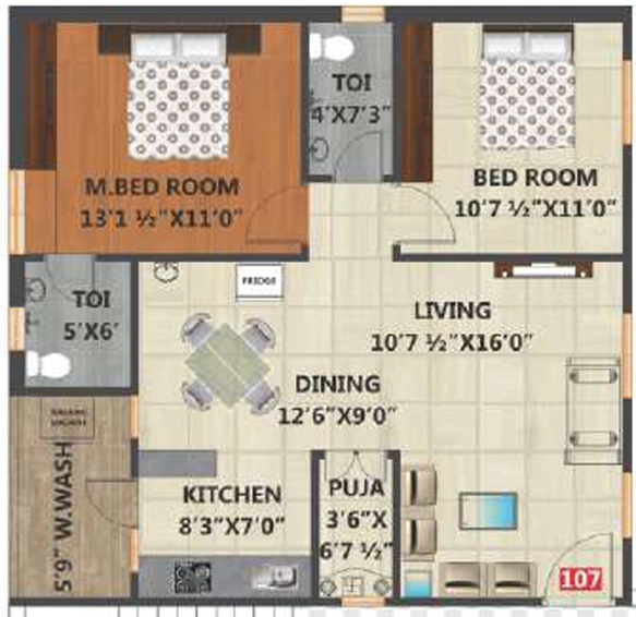 2 BHK Flat in SASR Sri Ayyappa Sairam Residency in Sangareddy, Hyderabad - Image 808719