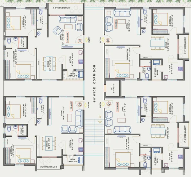 Floor Plan of Sree Suryaa Y3 in Puppalaguda, Hyderabad - Image 145449