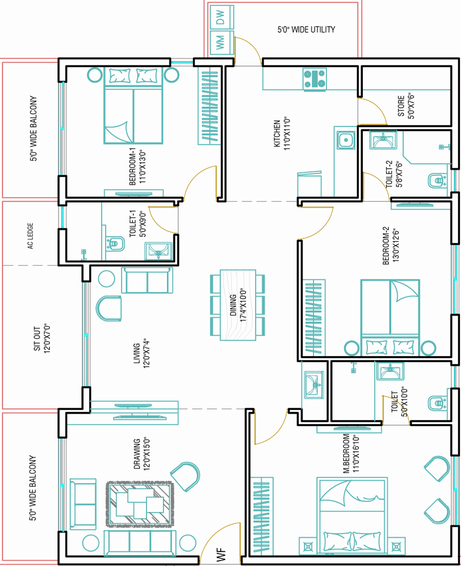 3 BHK Flat in Verdant Bayleaf in Manchirevula, Hyderabad - Image 808764