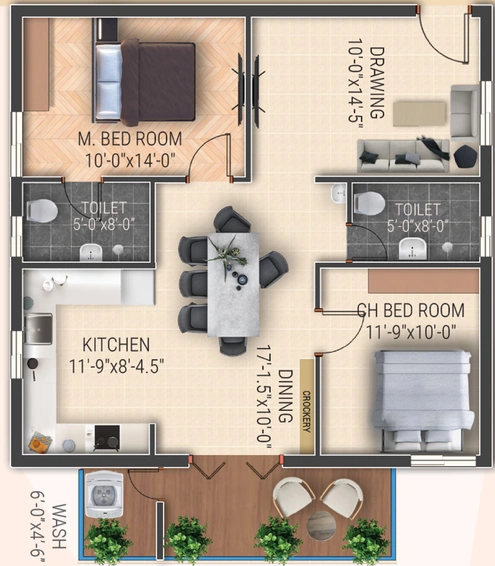 2 BHK Flat in JB Galaxy Fountain Park in Serilingampally, Hyderabad - Image 808793