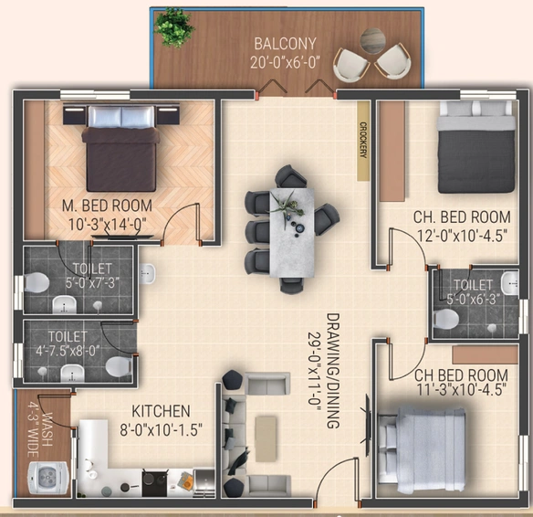 3 BHK Flat in JB Galaxy Fountain Park in Serilingampally, Hyderabad - Image 808794