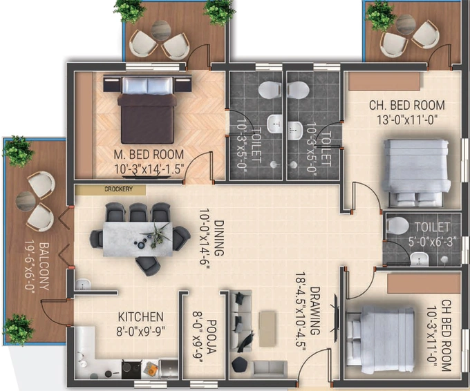 3 BHK Flat in JB Galaxy Fountain Park in Serilingampally, Hyderabad - Image 808795