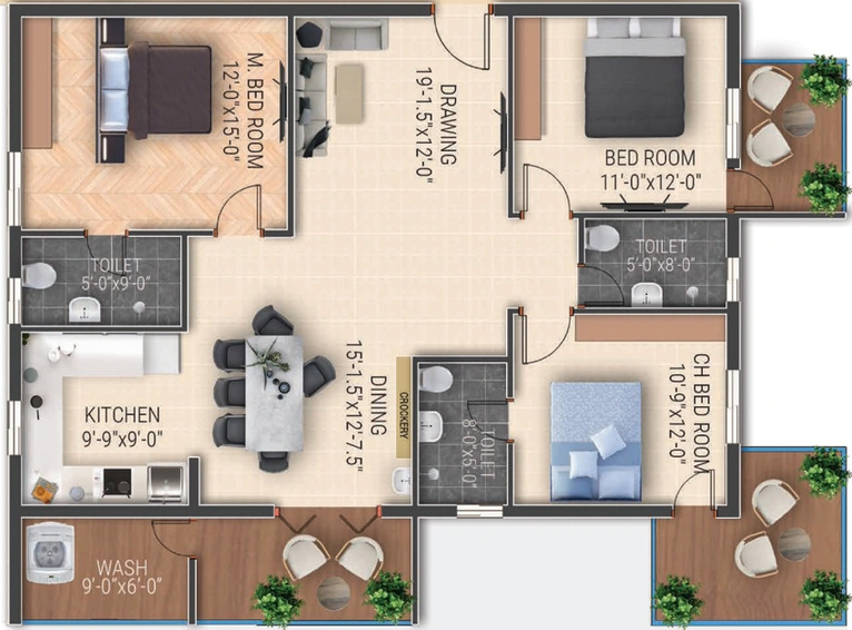 3 BHK Flat in JB Galaxy Fountain Park in Serilingampally, Hyderabad - Image 808796