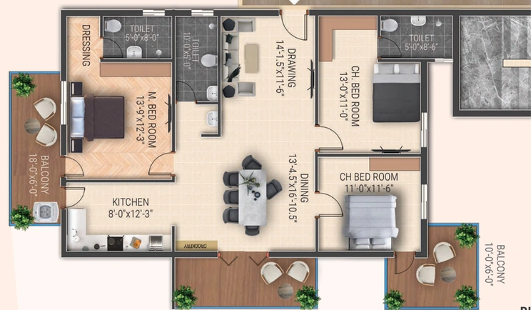 3 BHK Flat in JB Galaxy Fountain Park in Serilingampally, Hyderabad - Image 808797