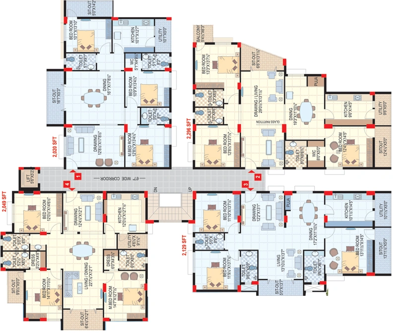 Floor Plan of Reliance Sion in Tolichowki, Hyderabad - Image 145659