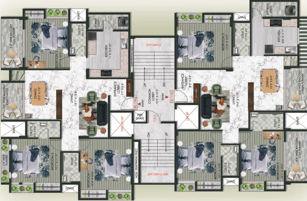 Floor Plan of Vrindavan Lotus Residency in Laxmi Nagar, Nagpur - Image 145773