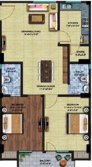 2 BHK Flat in Shreenath Square Arcade in Ajmer Road, Jaipur - Image 808865