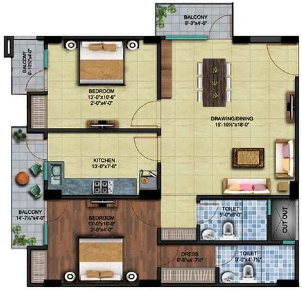 2 BHK Flat in Shreenath Square Arcade in Ajmer Road, Jaipur - Image 808866