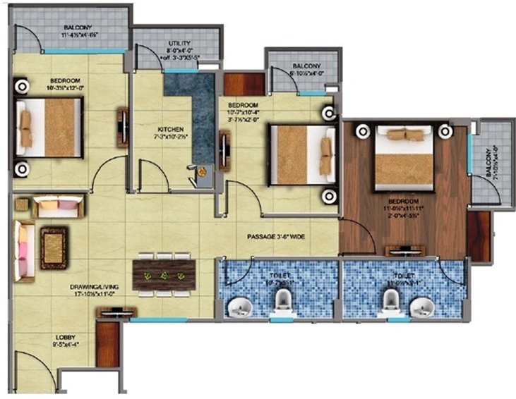 3 BHK Flat in Shreenath Square Arcade in Ajmer Road, Jaipur - Image 808867