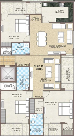 3 BHK Flat in Kasliwal The Foresta in Mansarovar, Jaipur - Image 808880