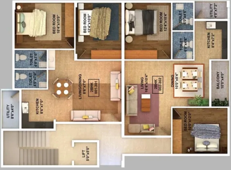 Floor Plan of SreeReddy Paivihar in Hennur Road, Bangalore - Image 145924