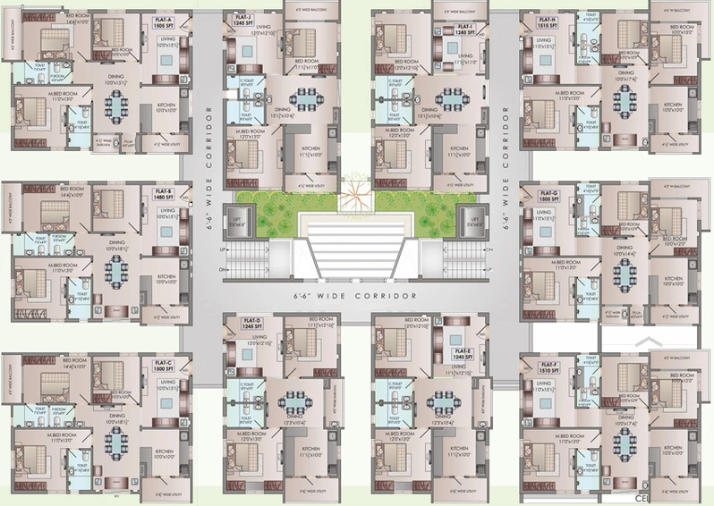 Floor Plan of Riddhi Grandeur in Manikonda, Hyderabad - Image 145943
