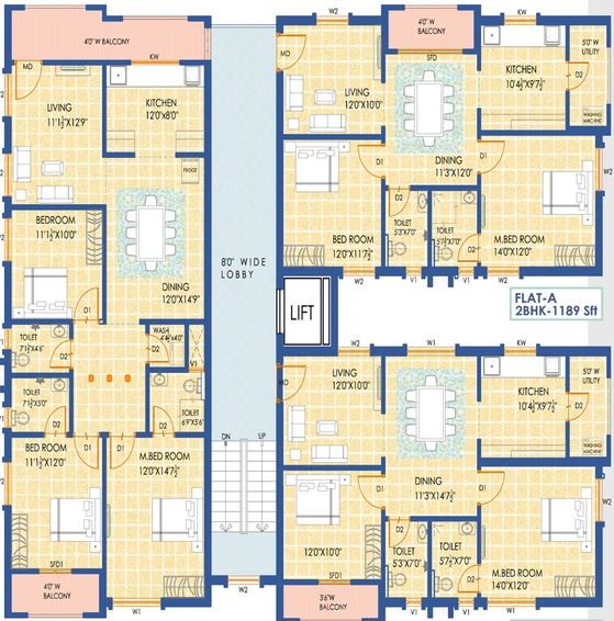 Floor Plan of Riddhi Tulip in Jubilee Hills, Hyderabad - Image 145975