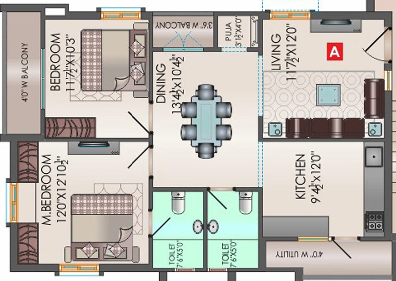 2 BHK Flat in Riddhi Valentino in Kondapur, Hyderabad - Image 808919