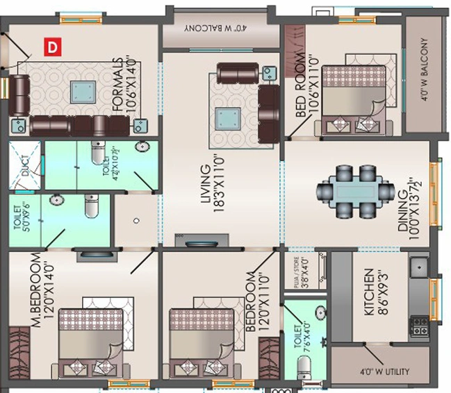 3 BHK Flat in Riddhi Valentino in Kondapur, Hyderabad - Image 808920