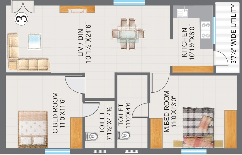 3 BHK Flat in Saishakti Raj Highlands in Kondapur, Hyderabad - Image 808930