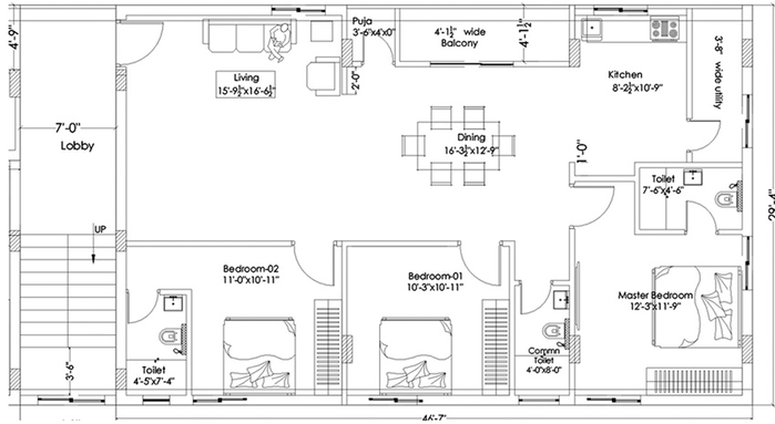 3 BHK Flat in A3 Sapphire in Kompally, Hyderabad - Image 808935