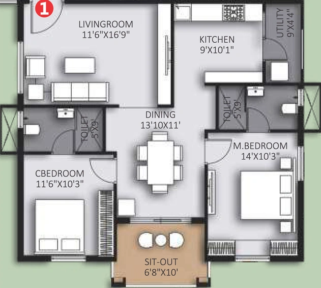 2 BHK Flat in Highrise Forest Edge in BN Reddy Nagar, Hyderabad - Image 808949