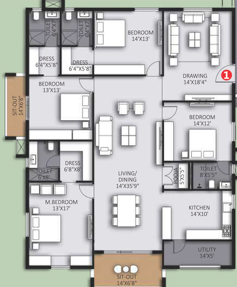 4 BHK Flat in Highrise Forest Edge in BN Reddy Nagar, Hyderabad - Image 808959