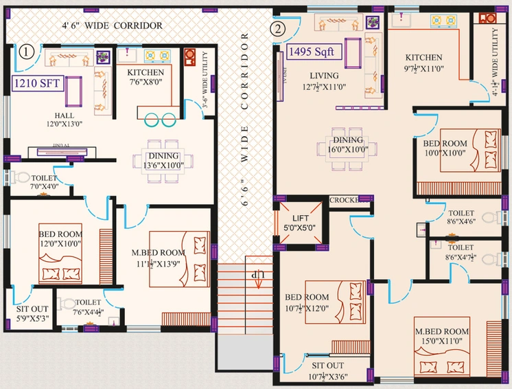 Floor Plan of Sri Harmony Avenues in Kondapur, Hyderabad - Image 146075