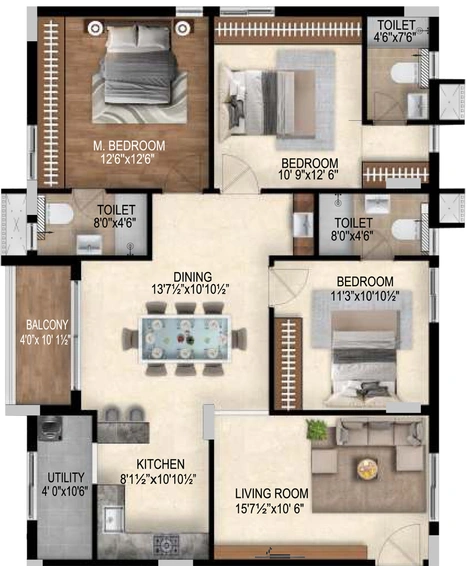 3 BHK Flat in Medha Golden Leaf in Isnapur, Hyderabad - Image 808976