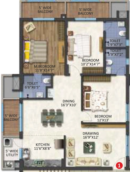3 BHK Flat in Niharika Interlake in Manikonda, Hyderabad - Image 808980