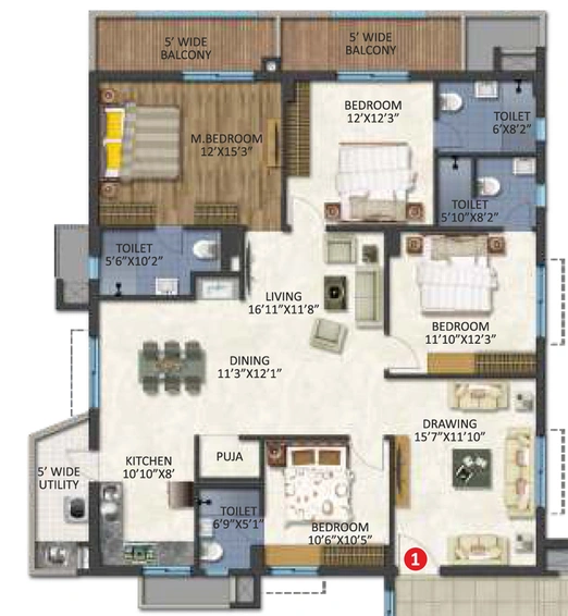 4 BHK Flat in Niharika Interlake in Manikonda, Hyderabad - Image 808981