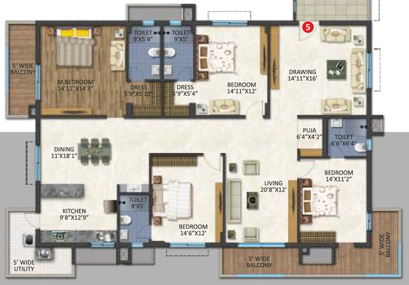 4 BHK Flat in Niharika Interlake in Manikonda, Hyderabad - Image 808983