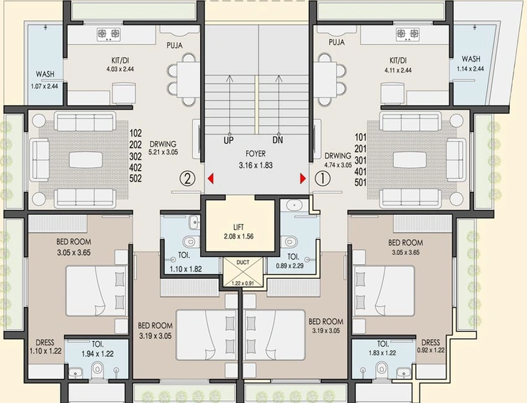Floor Plan of Trivedi Mira Mohan Elegance in Paldi, Ahmedabad - Image 94492