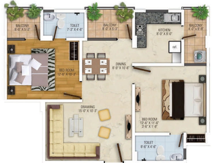 2 BHK Flat in Gangaa Royal Avenue in Mansarovar, Jaipur - Image 809008