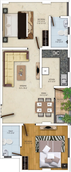 2 BHK Flat in Gangaa Royal Avenue in Mansarovar, Jaipur - Image 809006