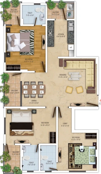 3 BHK Builder Floor in Gangaa Royal Avenue in Mansarovar, Jaipur - Image 809009