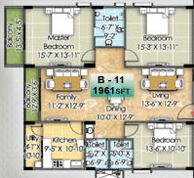 3 BHK Flat in Western Plaza in Manikonda, Hyderabad - Image 809040