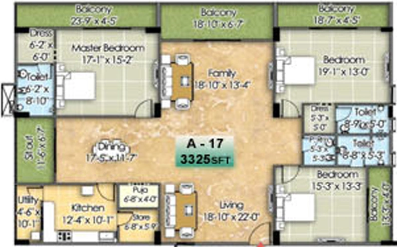 3 BHK Flat in Western Plaza in Manikonda, Hyderabad - Image 809043