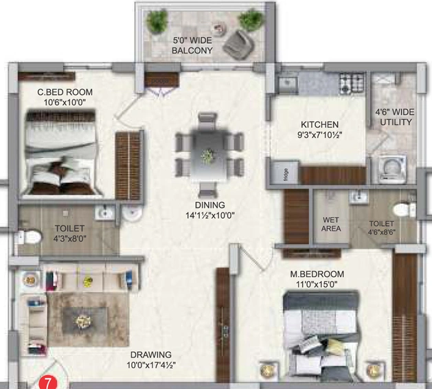 2 BHK Flat in Veekay The Communittee in Mokila, Hyderabad - Image 809044