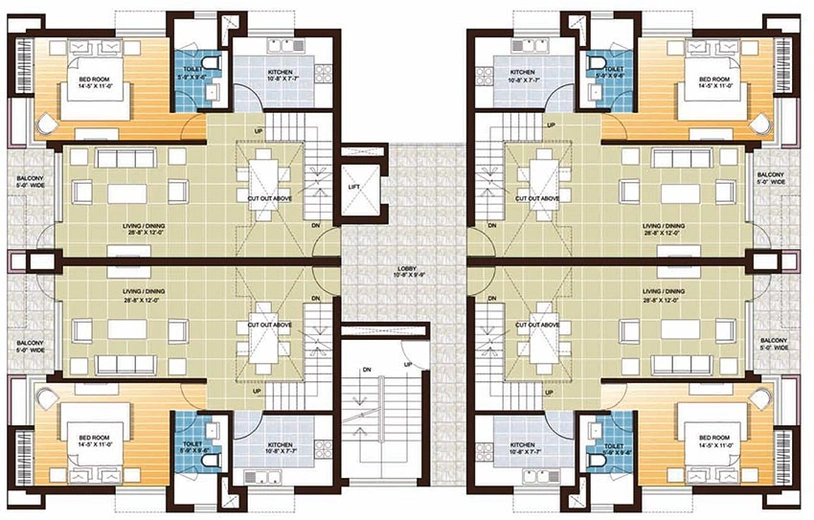 Floor Plan of Vedic Sanjeeva Gardens in Rajarhat, Kolkata - Image 170997