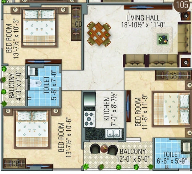 3 BHK Flat in MLM Ganesham Utsav in Vaishali Nagar, Jaipur - Image 809129