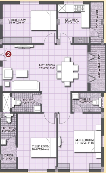 3 BHK Flat in Veekay Pearl in Gachibowli, Hyderabad - Image 809158