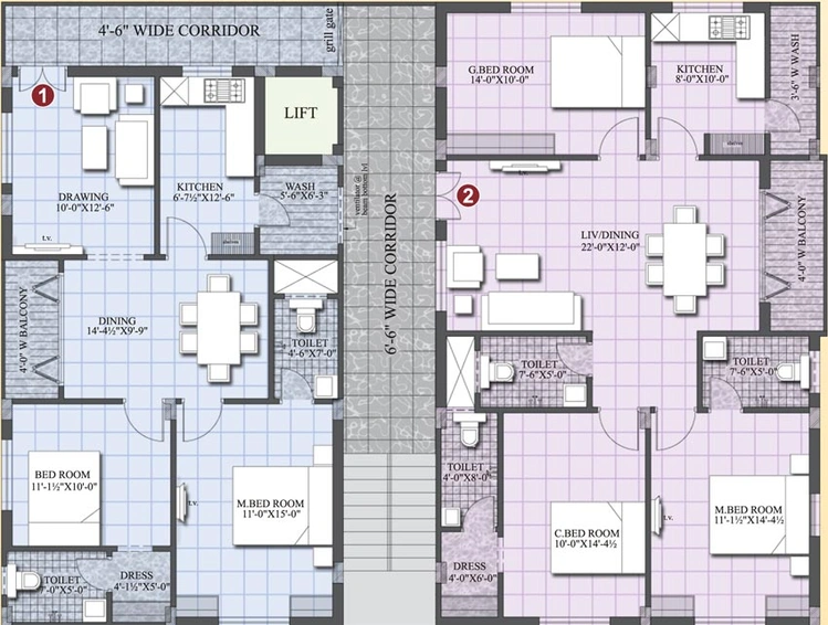 Floor Plan of Veekay Pearl in Gachibowli, Hyderabad - Image 146622