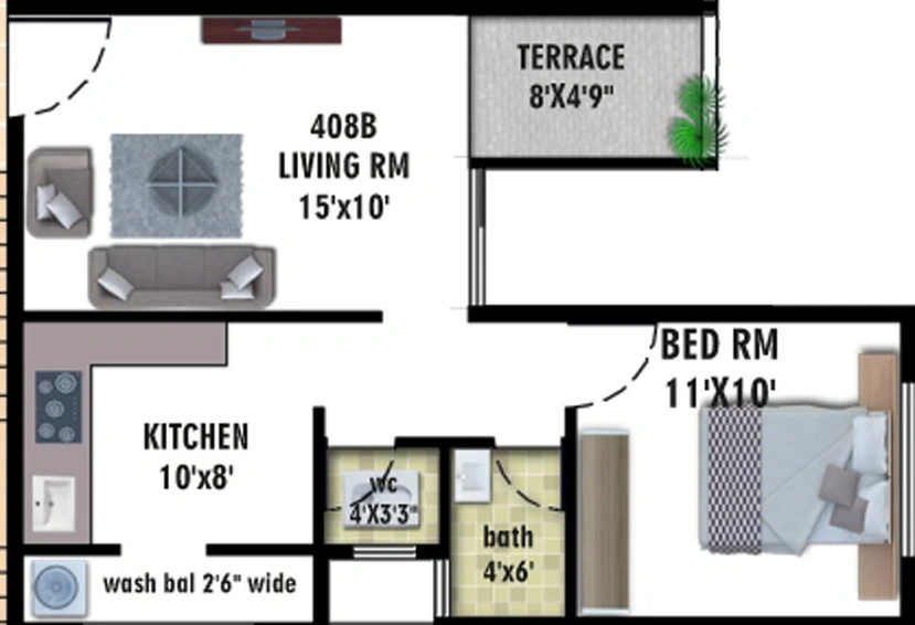 1 BHK Flat in Karda Hari Krishna 3 in Nashik Road, Nashik - Image 809200