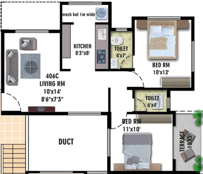 2 BHK Flat in Karda Hari Krishna 3 in Nashik Road, Nashik - Image 809201