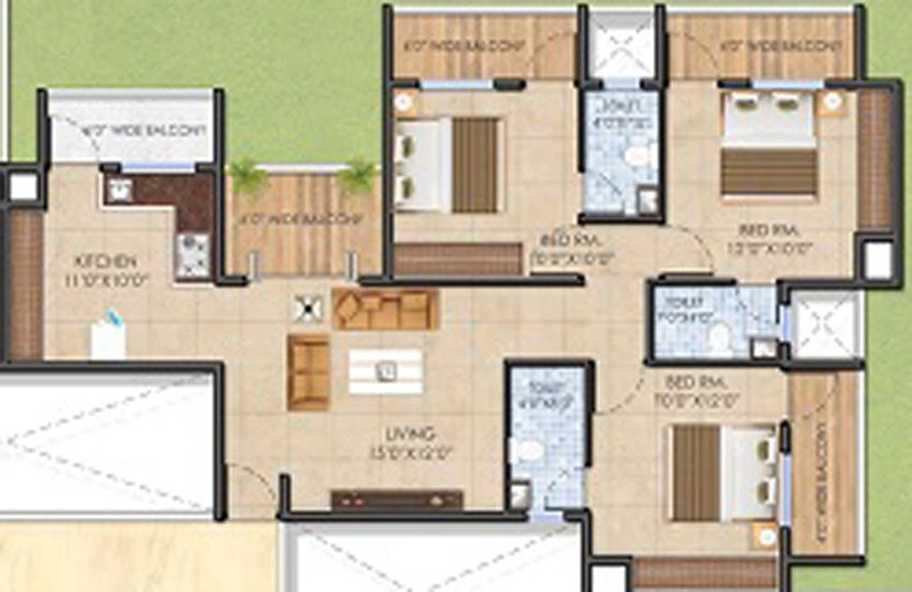 3 BHK Flat in Karda Hari Sparsh 2 in Deolali Gaon, Nashik - Image 809210