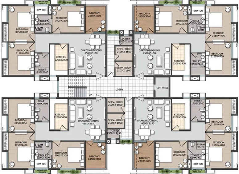 Floor Plan of Vedic Spa Suites in Rajarhat, Kolkata - Image 171005